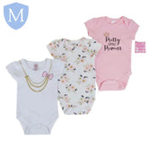 Girls 3 Pack 'Princess' Bodysuits (BG214) (Baby Bodysuits) Mansuri